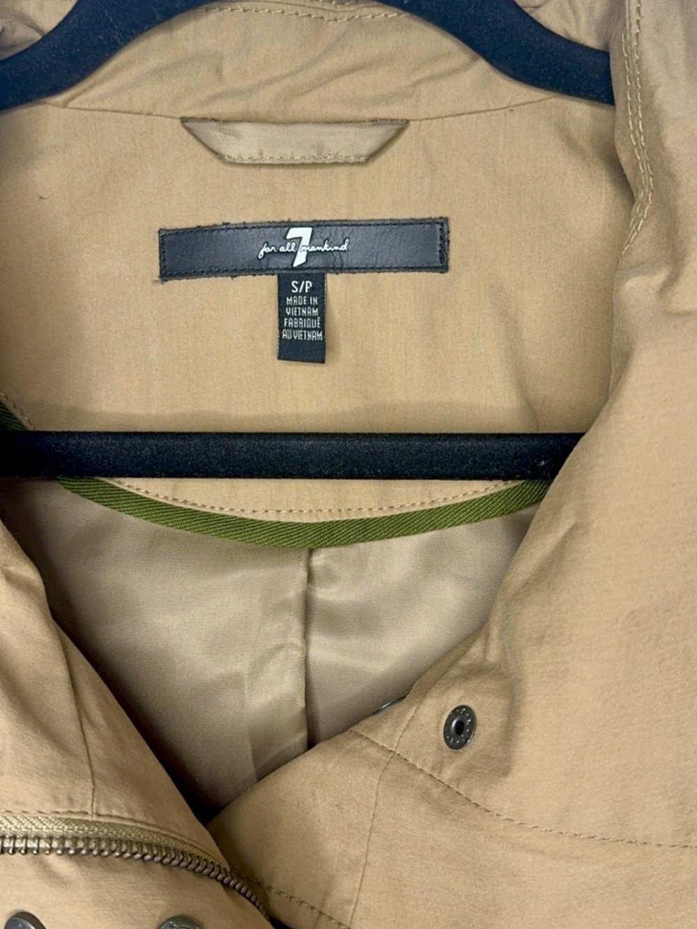 7 for All Mankind Water Repellant Trench beige black small - Picture 5 of 7